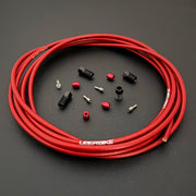 SRAM Level T hydraulic red braid kevlar brake hose kit with straight connector stealthmajig fittings and Uberbike branding on a black background