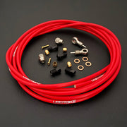 SRAM XX hydraulic red brake hose kit with silver banjo fittings and Uberbike branding on a black background