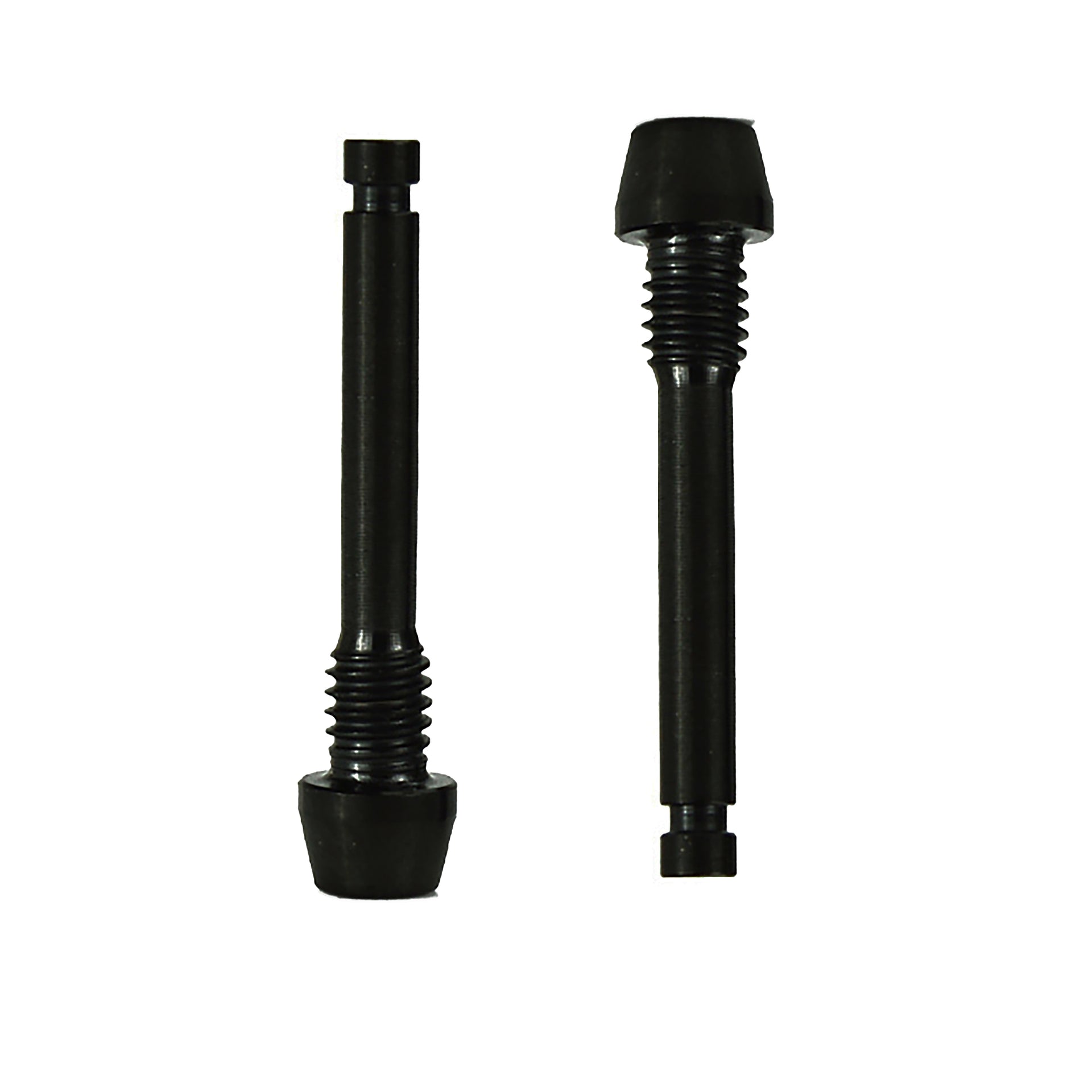 two black SRAM disc brake retaining pad pins on a white background