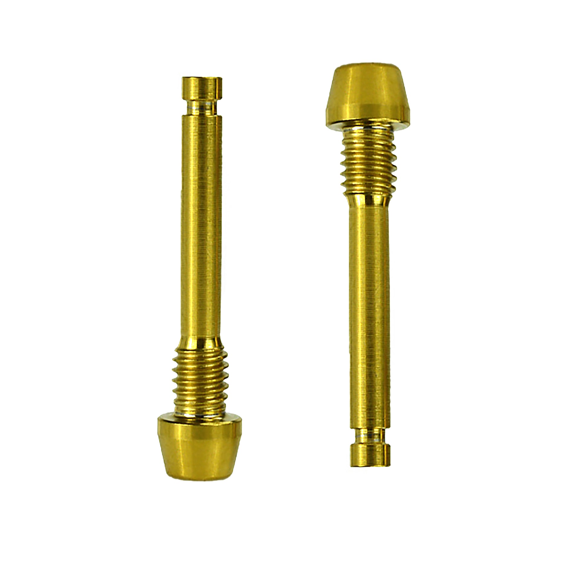 two gold SRAM disc brake retaining pad pins on a white background