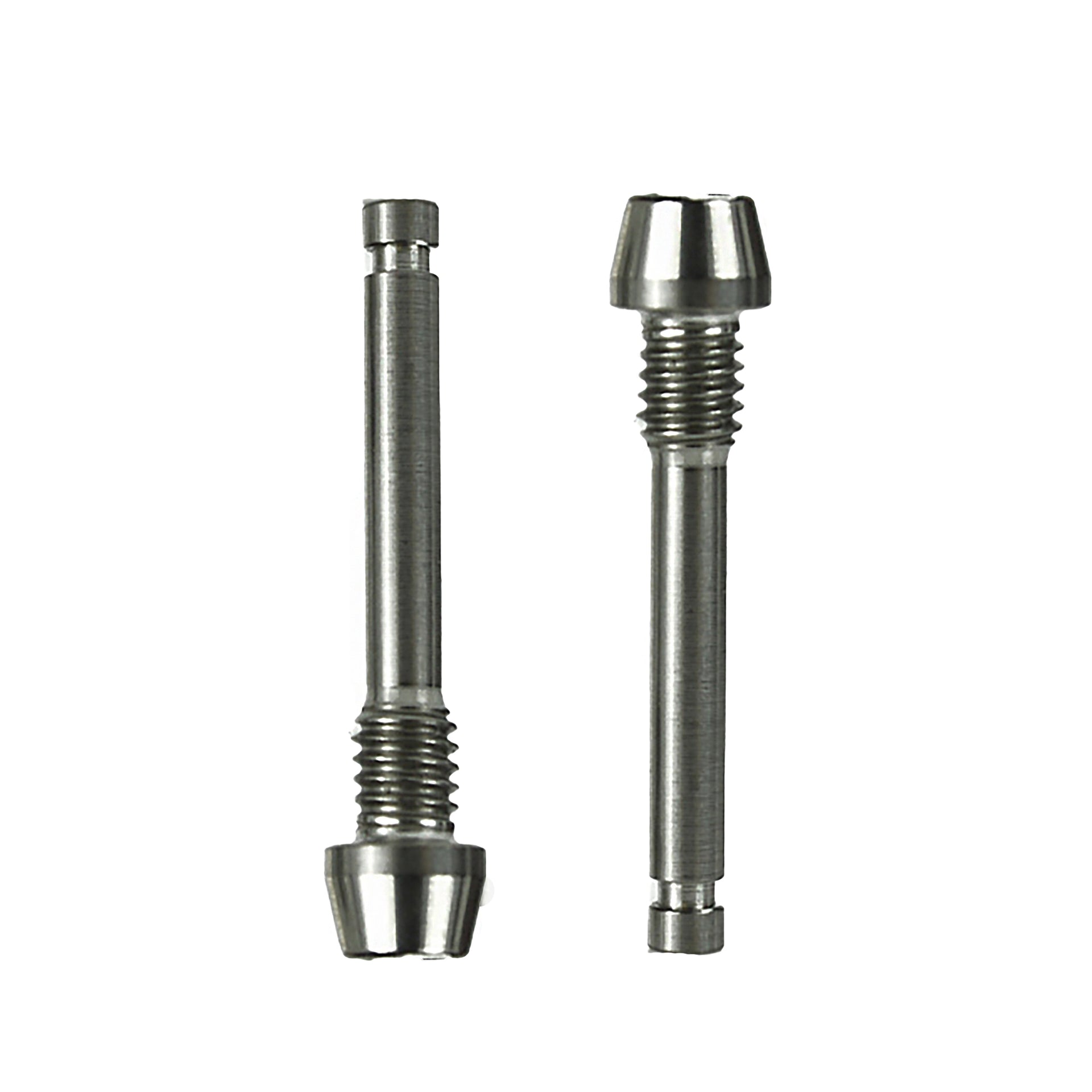 two raw SRAM disc brake retaining pad pins on a white background