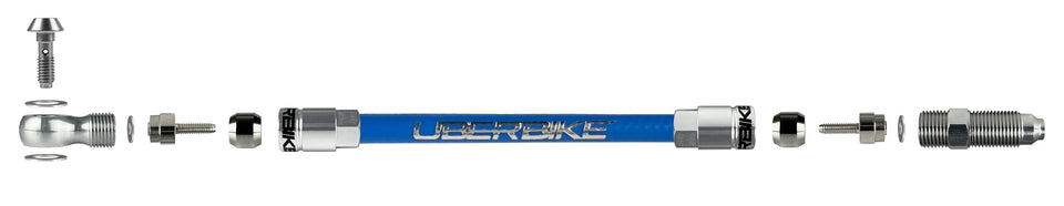 a diagram showing shigura aluminium banjo fittings for kevlar hydraulic hose on a white background