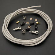 Shimano xtr hydraulic silver braid stainless brake hose kit with banjo fittings and Uberbike branding on a white background