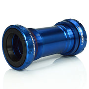 Blue Shimano DUB bicycle bottom bracket on a white background