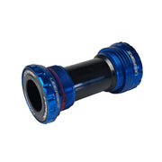 Blue Shimano Hollowtech II ceramic bottom bracket with uberbike branding on a white background
