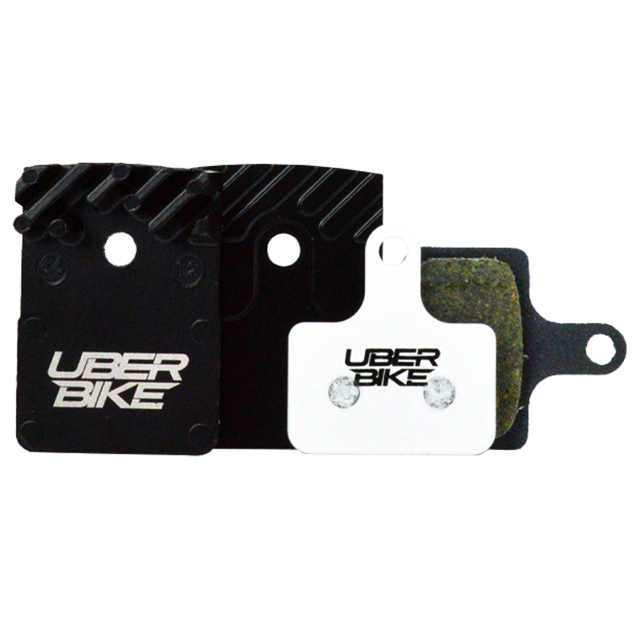 Shimano MT805 race matrix finned brake pads on a white background