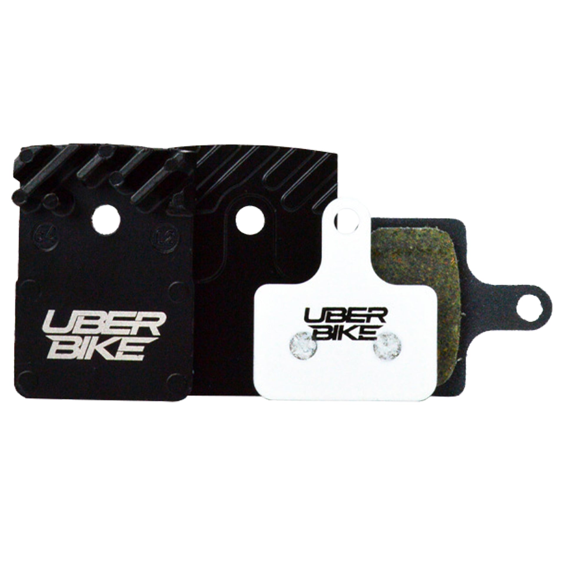 Shimano MT805 race matrix finned brake pads on a white background