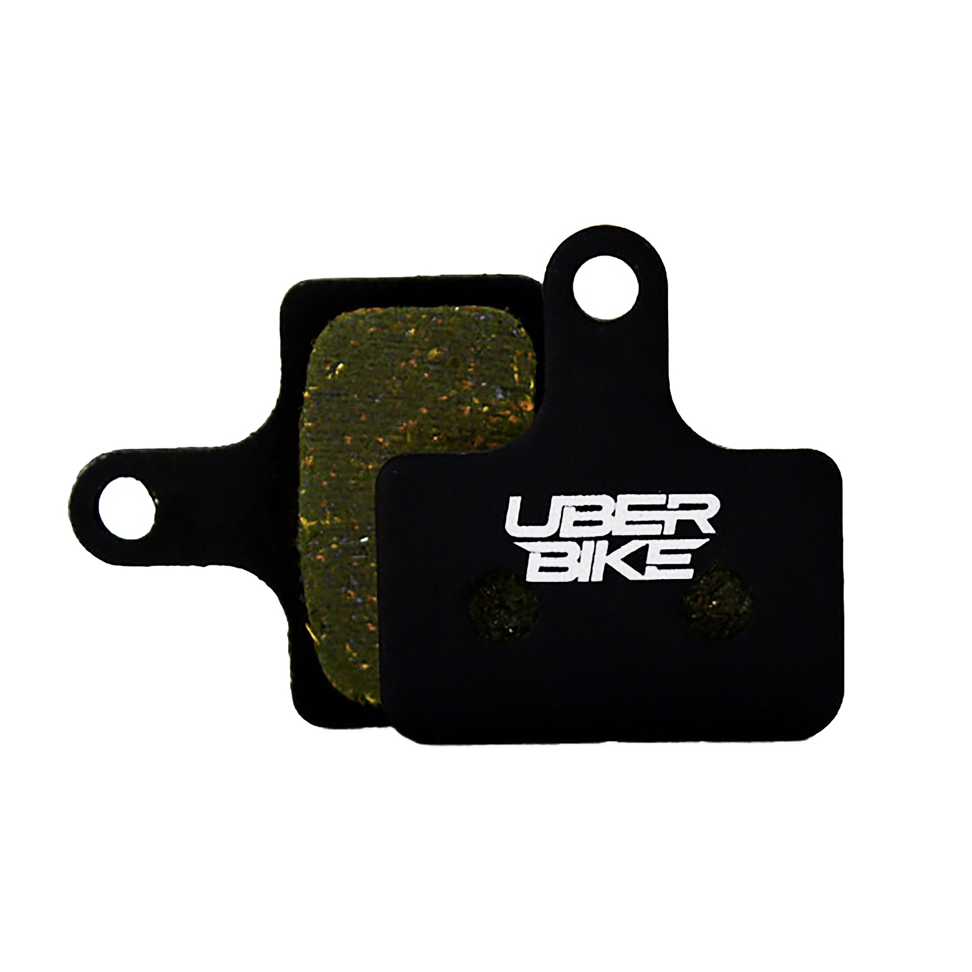 Black Shimano MT805 brake pads with Uberbike branding on a white background