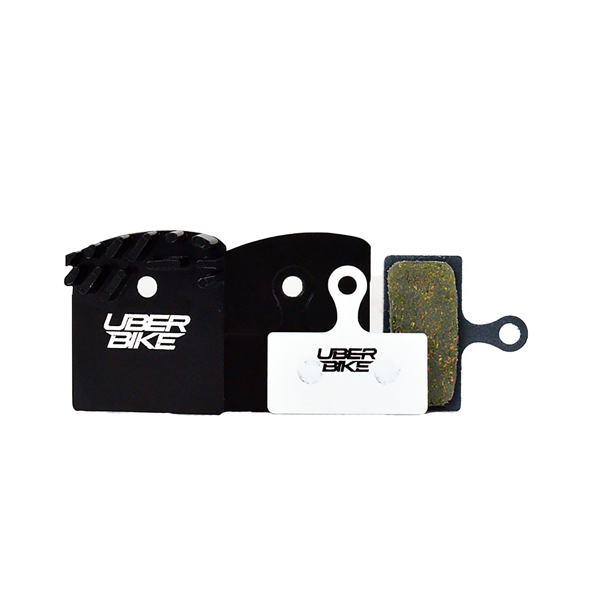 shimano xt m810 finned race matrix brake pads with Uberbike branding on a white background