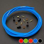 Shimano blue hydraulic brake hose kit with straight connector fittings and Uberbike branding on a black background