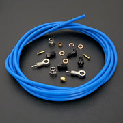 Shimano xtr hydraulic blue kevlar brake hose kit with banjo fittings and Uberbike branding on a white background