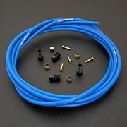 Shimano xtr hydraulic blue kevlar brake hose kit with straight connector fittings and Uberbike branding on a white background