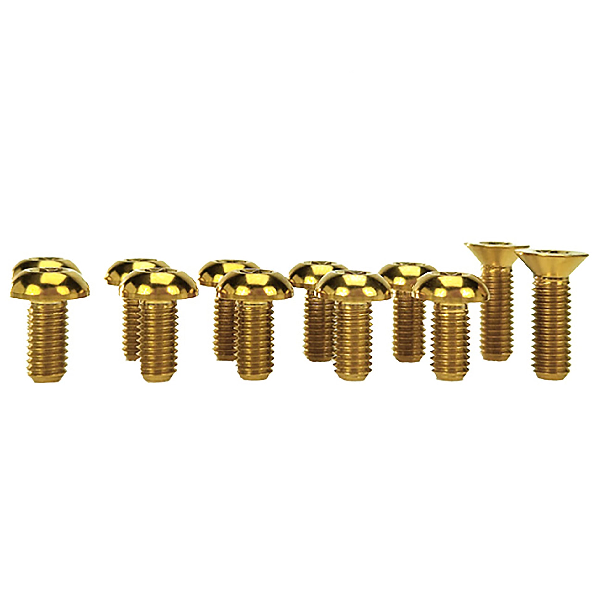 Gold titanium bolts for specialized levo on a white background