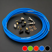 SRAM XX blue hydraulic brake hose kit with straight connector stealthmajig fittings and Uberbike branding on a black background