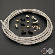 SRAM XX raw braid stainless hydraulic brake hose kit with straight connector stealthmajig fittings and Uberbike branding on a black background