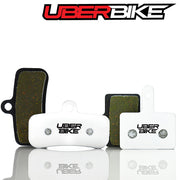 Uberbike Race Matrix MTB/ebike brake pads on a white background with Uberbike branding.