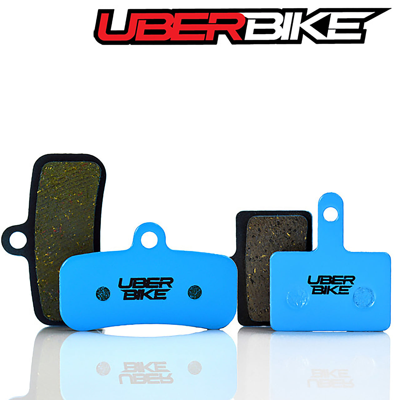 Uberbike E-Matrix MTB/ebike brake pads with Uberbike branding on a white background.