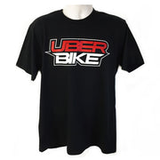 tshirt on a mannequin with Uberbike branding on a white background