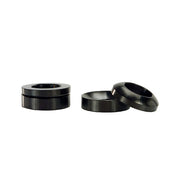 4 black cup and cone washers on white background