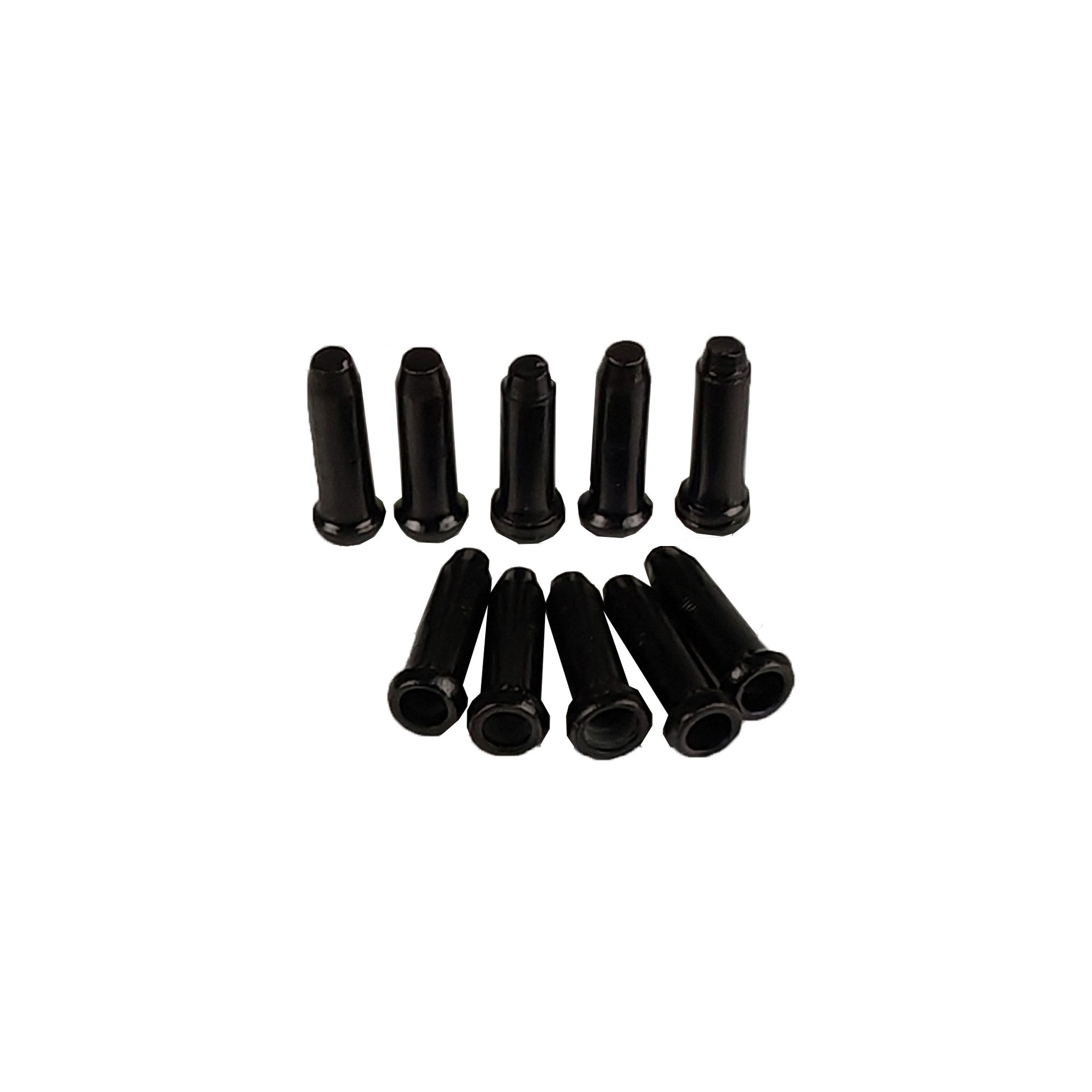 10 black endcaps on a white background