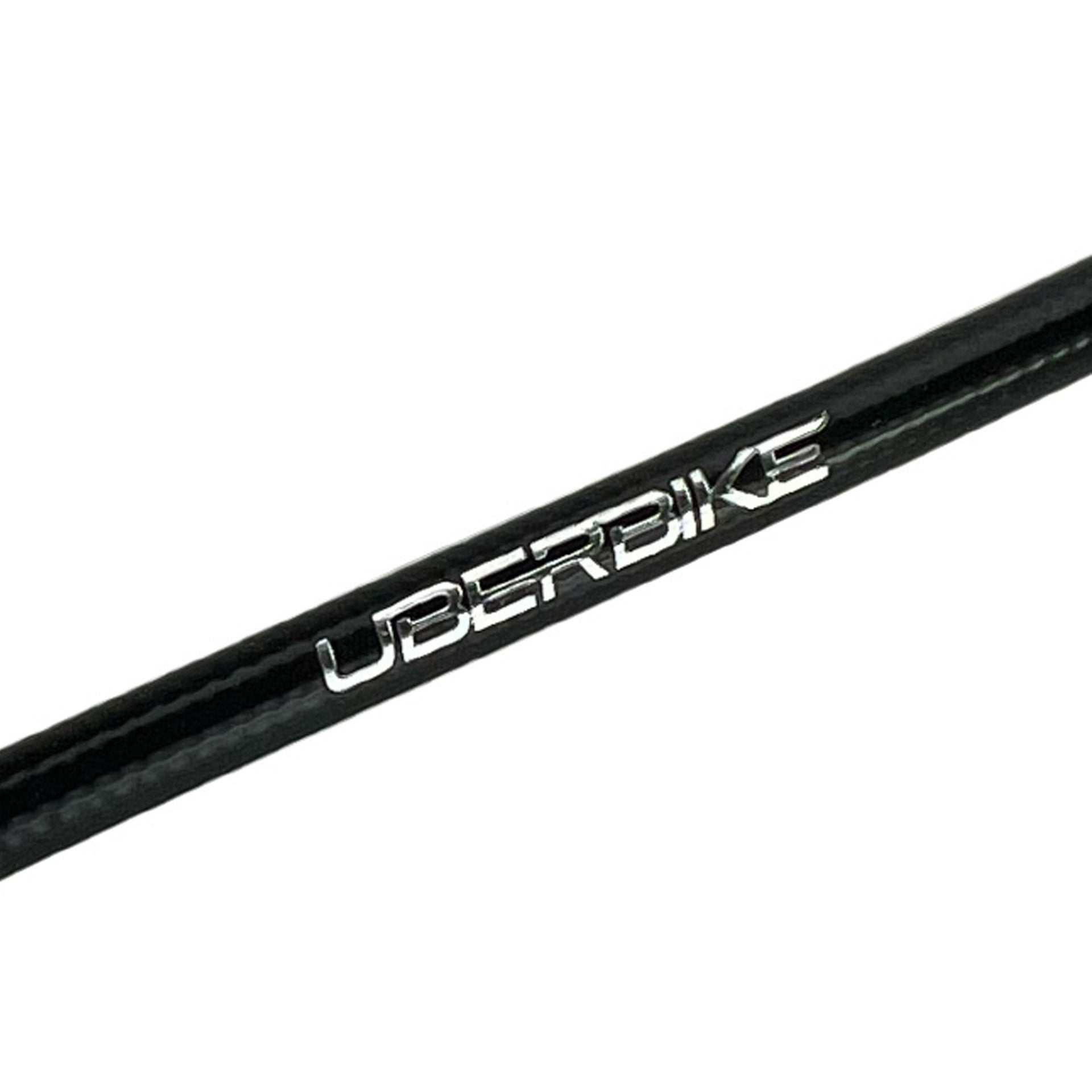 black hydraulic trp brake hose with uberbike branding on a white background