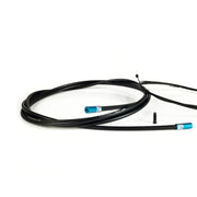 black road gear cable with blue sealed ferrules on a white background