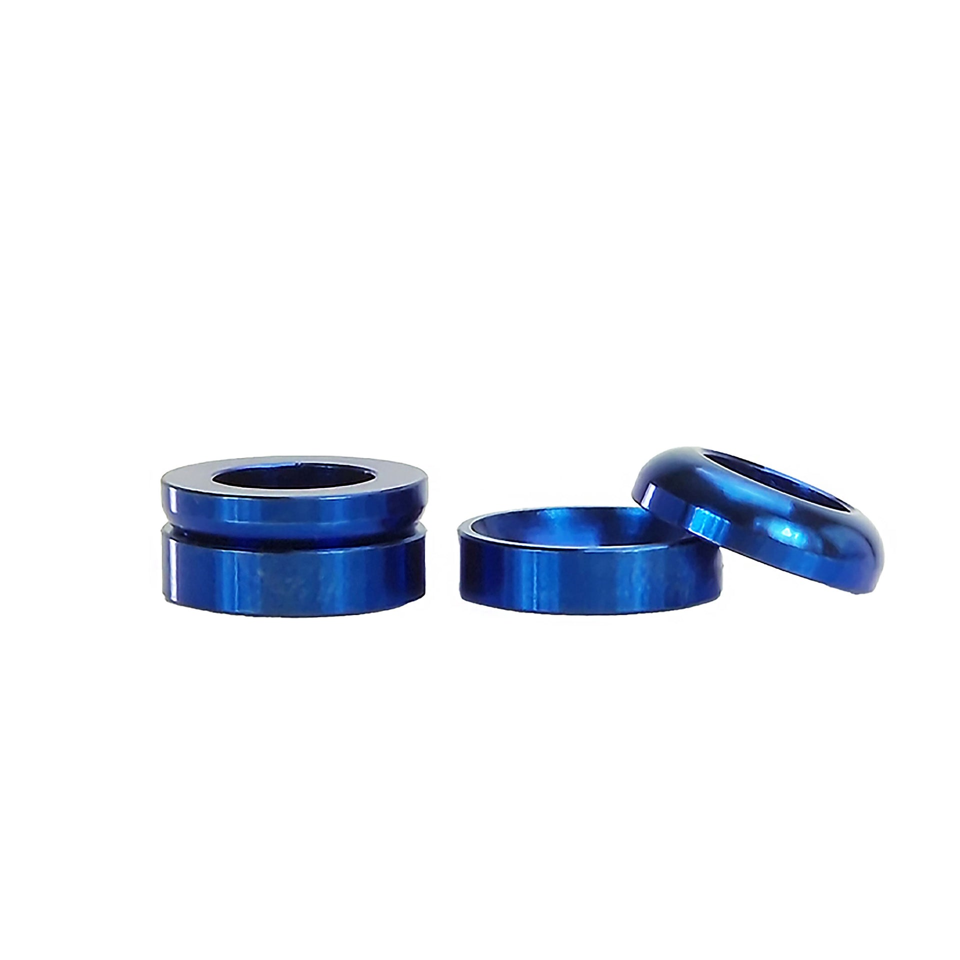 4 blue cup and cone washers on white background