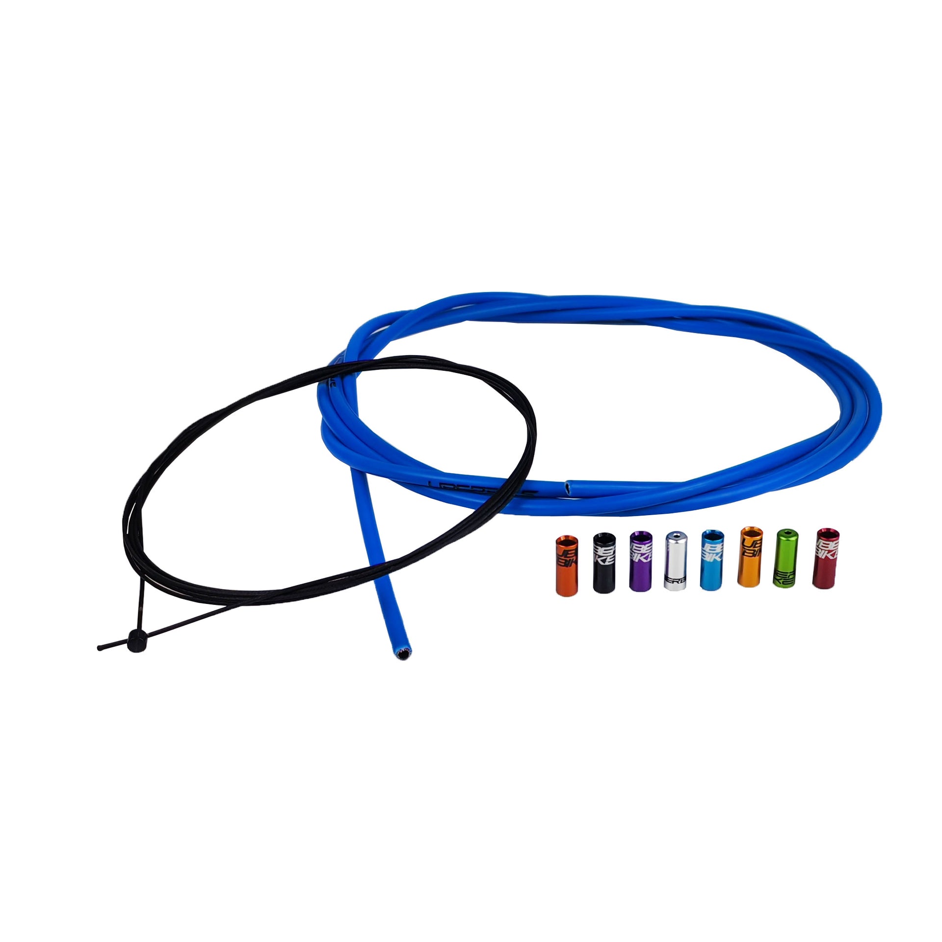 blue gear cable kit with different coloured sealed ferrules on a white background