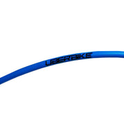 blue replacement gear cable with Uberbike branding on a white background 
