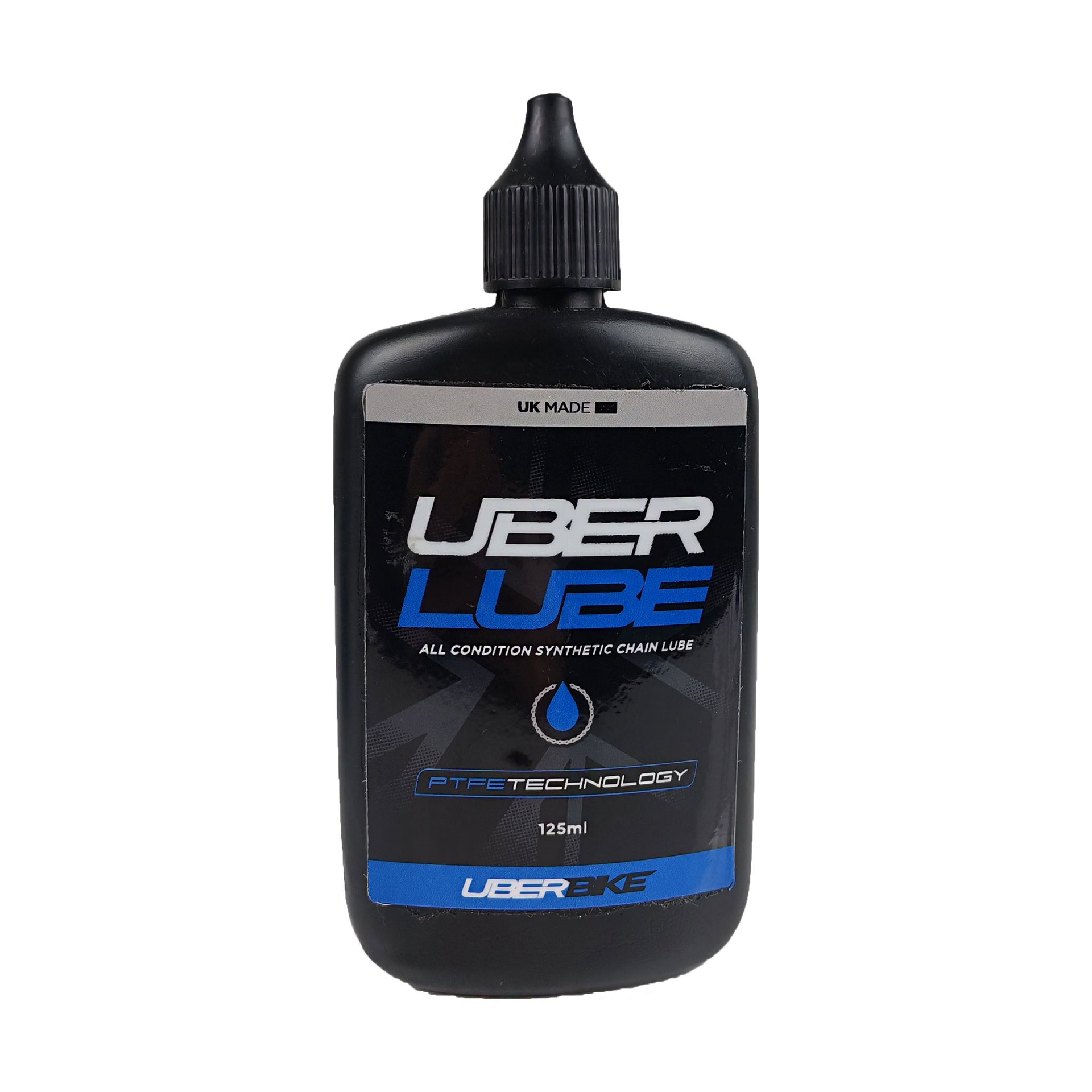 mountain bike chain lube with uberbike branding on a white background