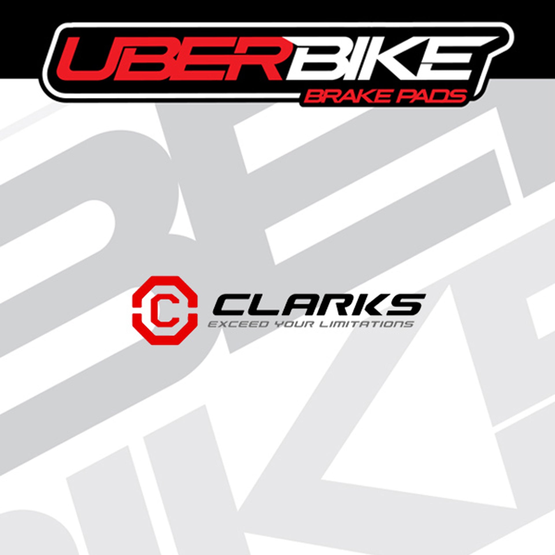 Clarks logo with Uberbike branding on a grey background