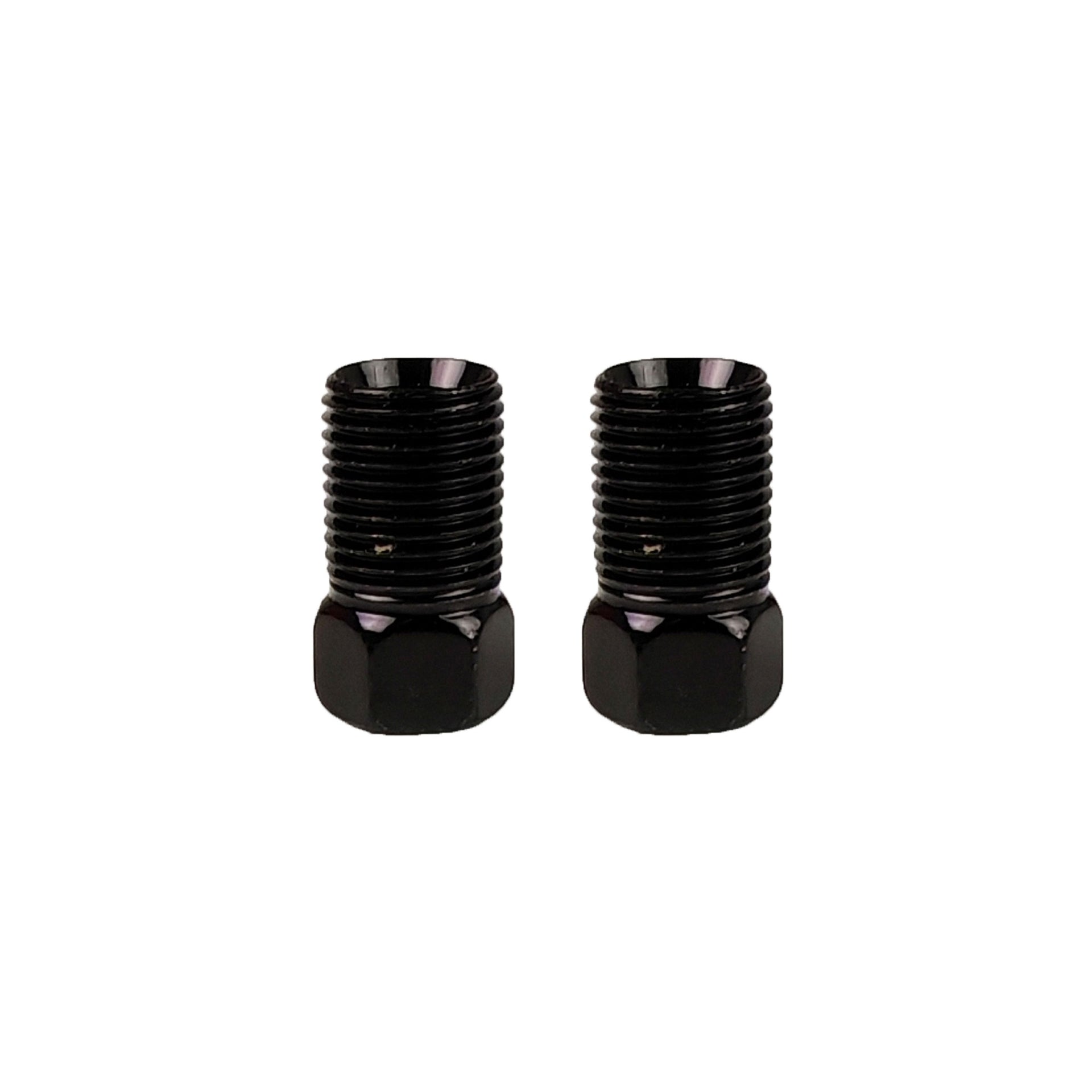 x2 black compression nuts on a white background