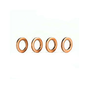 4 copper washers on a white background