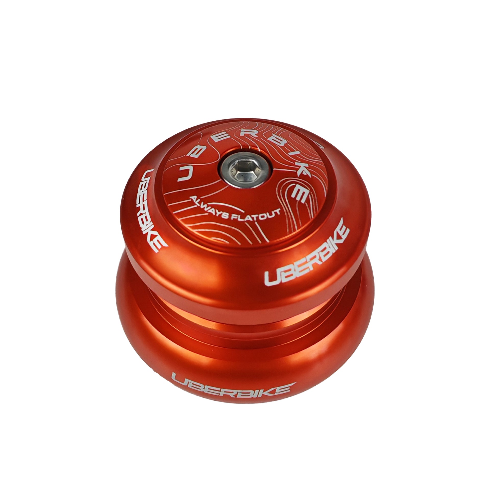 orange external cup headset with Uberbike branding on a white background