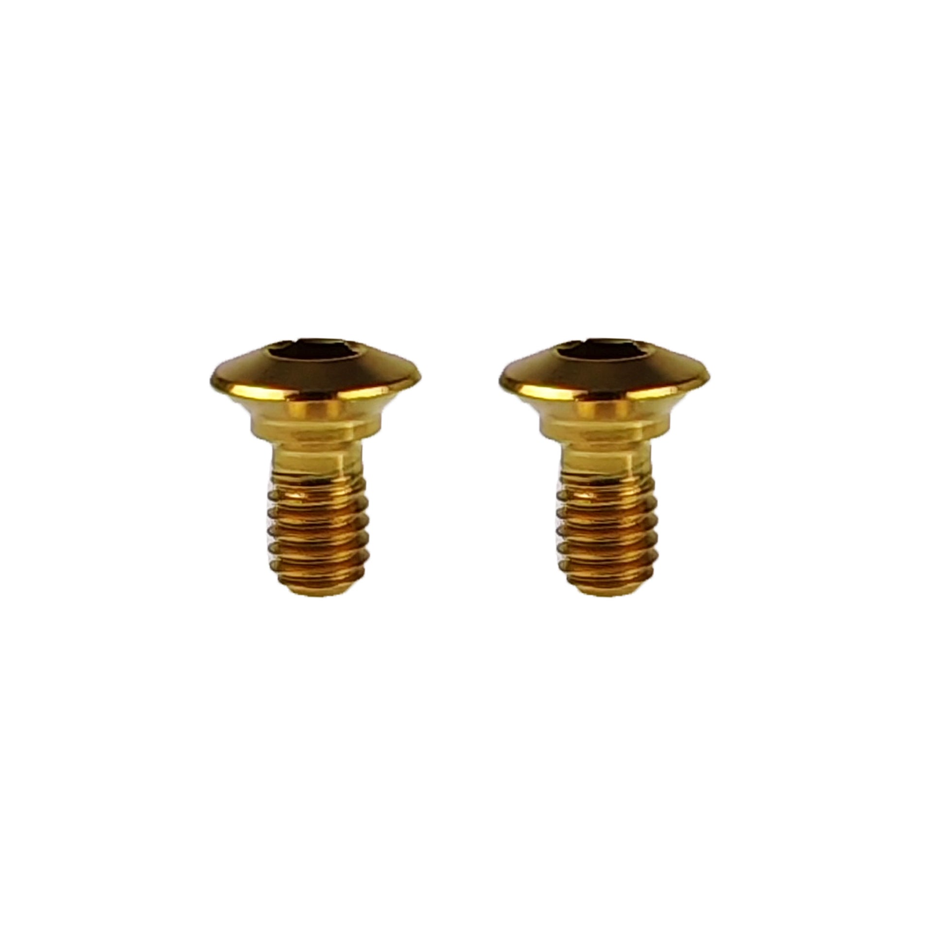 two gold shifter bolts on a white background