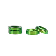 4 green cup and cone washers on white background