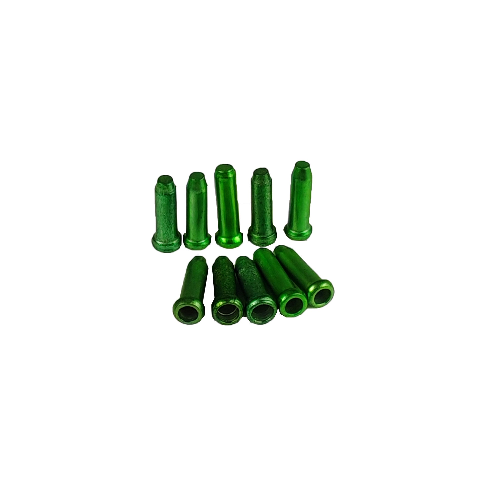 10 green endcaps on a white background