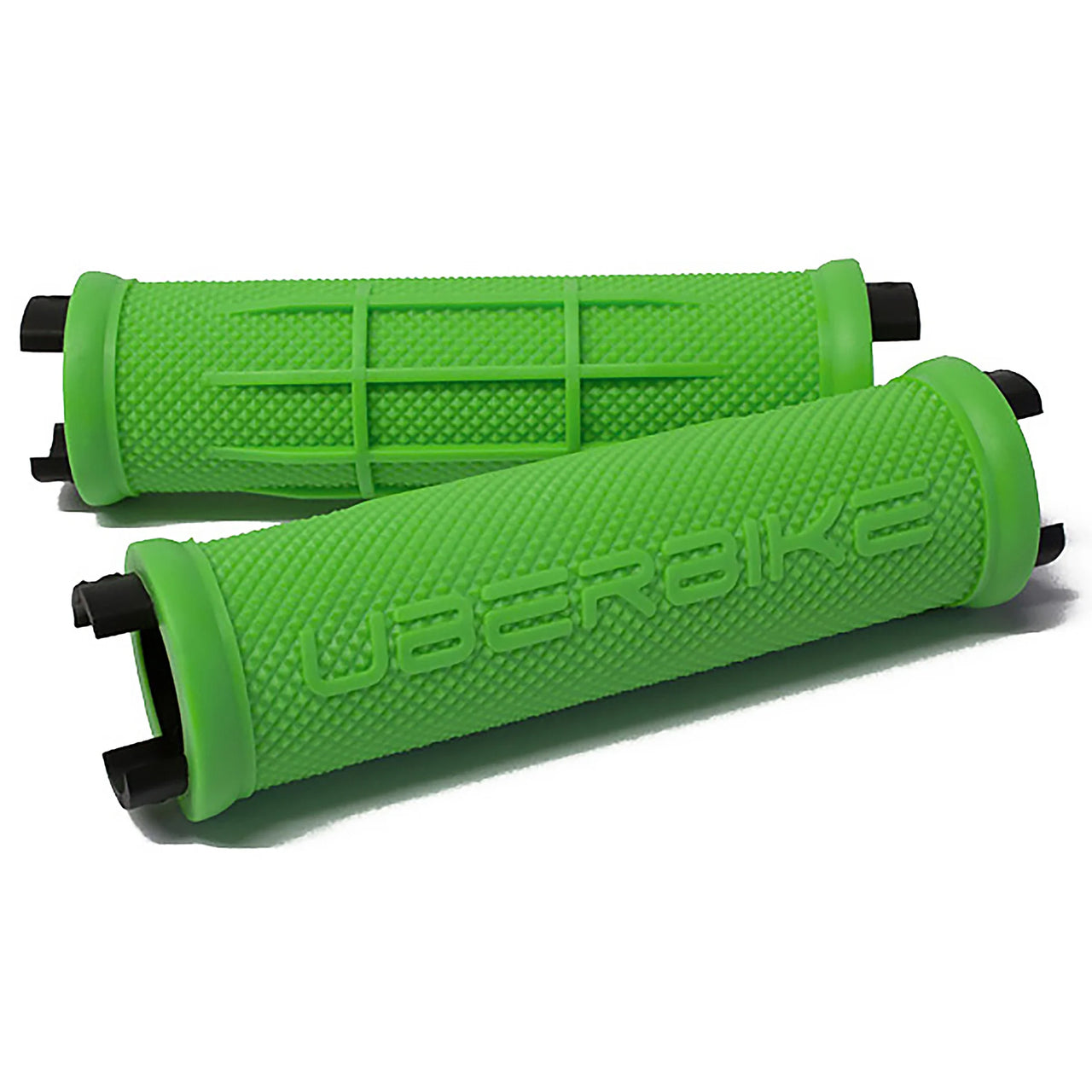 Green half waffle bicycle grip inserts on a white background
