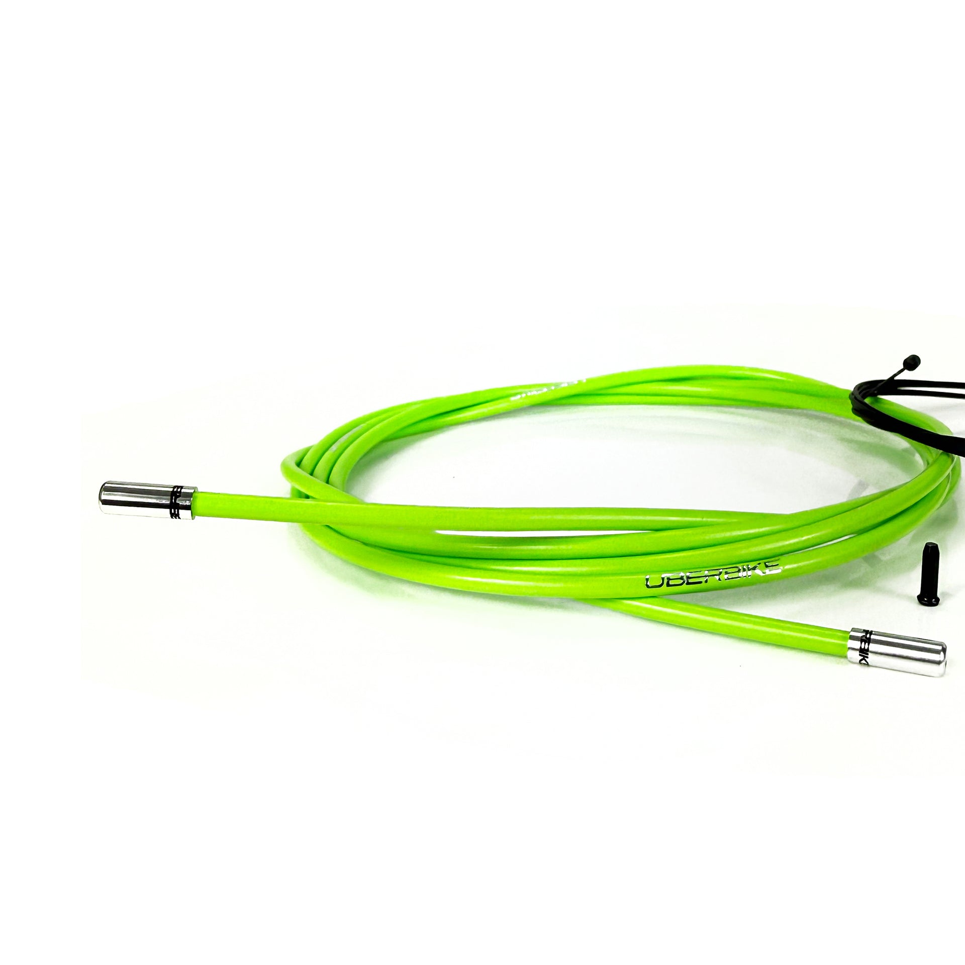 green road gear cable with silver sealed ferrules on a white background