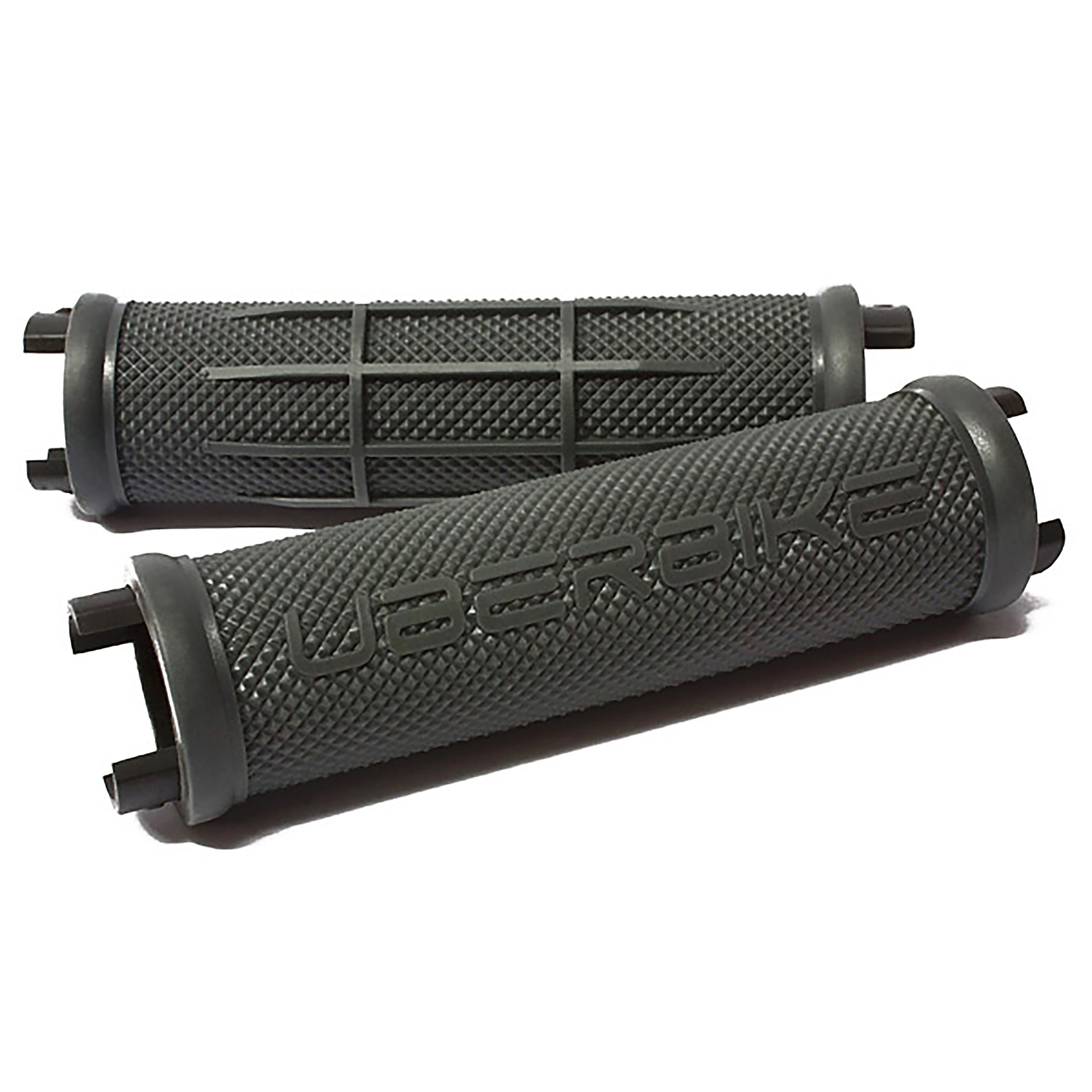 Grey half waffle bicycle grip inserts on a white background
