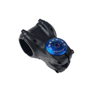 blue headset top cap with an oil slick bolt with uberbike branding on a white background