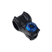 blue headset top cap with a black bolt with uberbike branding on a white background