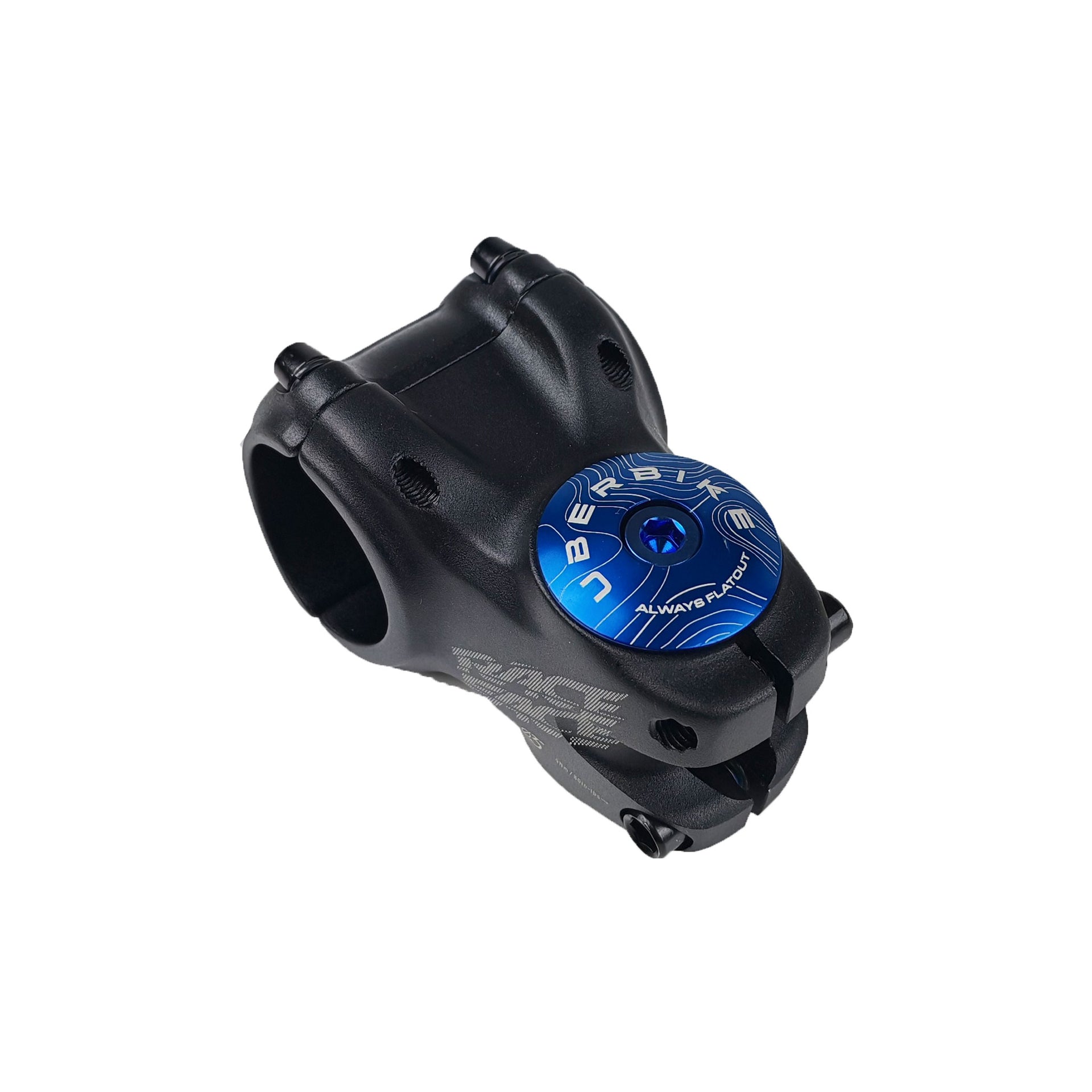 blue headset top cap with a blue bolt with uberbike branding on a white background