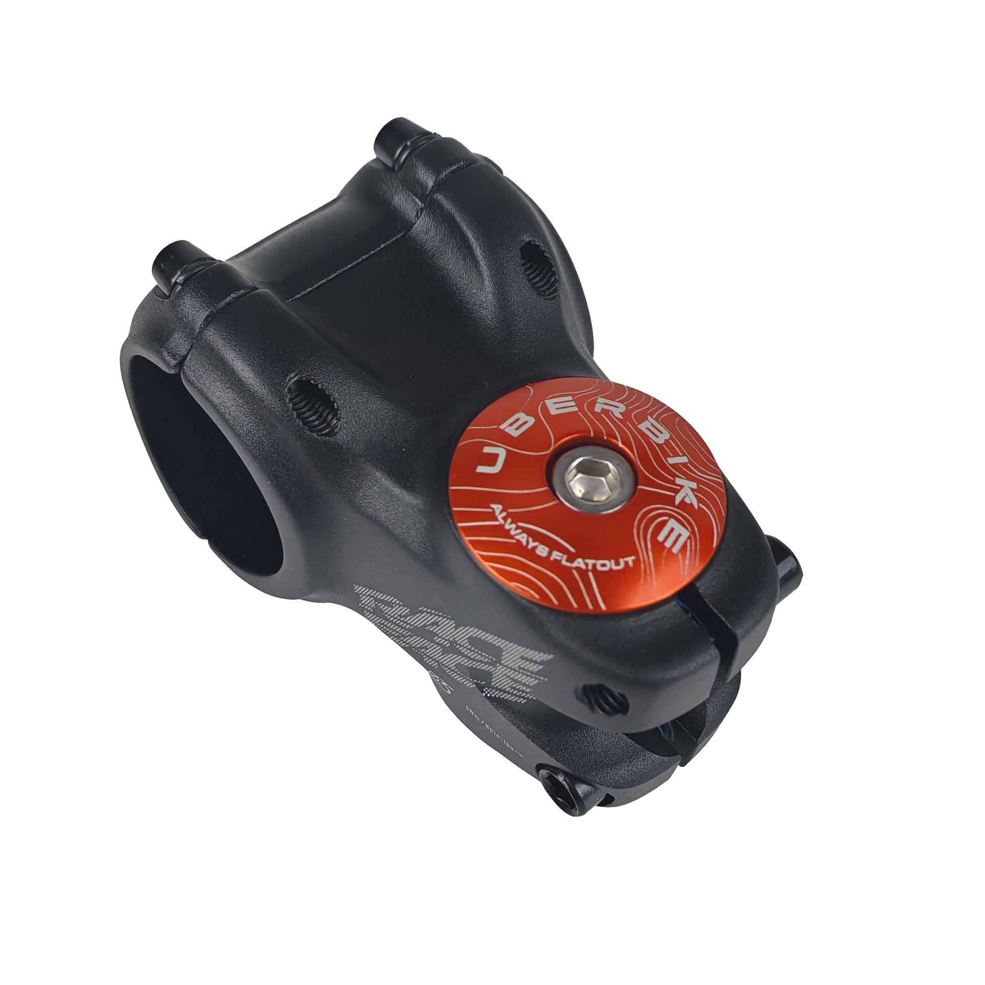 orange headset top cap in a stem on a white background