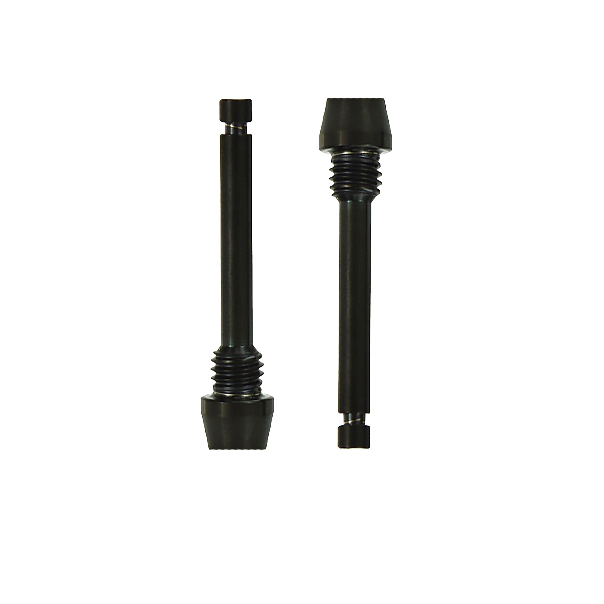 two black hope disc brake retaining pad pins on a white background