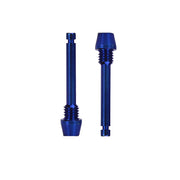 two blue hope disc brake retaining pad pins on a white background