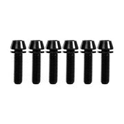 6 black titanium bolts for gravity stem on a white background