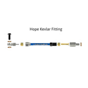 a diagram showing all the brake fittings for hope hydraulic brake hose kits on a white background