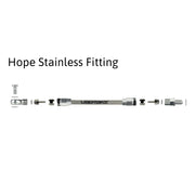 a diagram showing hope aluminium banjo fittings for stainless braid hydraulic hose on a white background