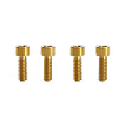 4 gold m5x15 cap head titanium bolts on a white background